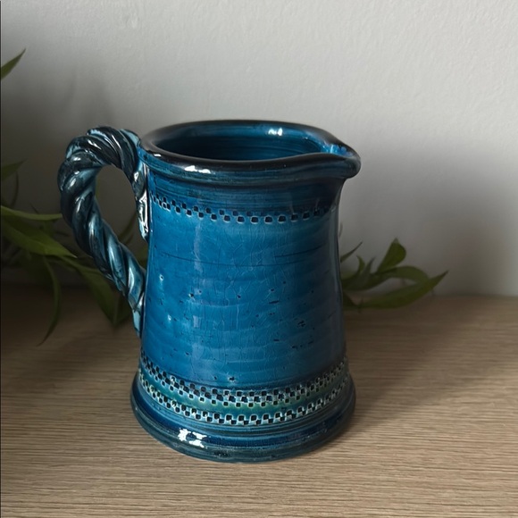 Handcrafted Blue Ceramic Pitcher - Picture 3 of 7